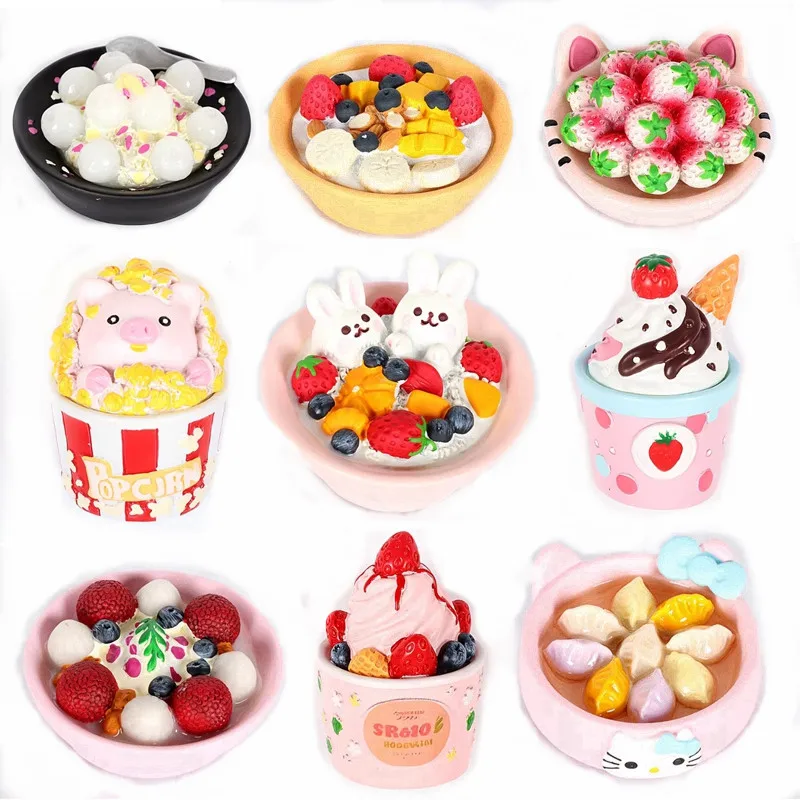 Litchi Strawberry Ice Cream Handmade Painted 3D Fridge Magnets Tourism Souvenirs Refrigerator Magnetic Stickersckers Gift