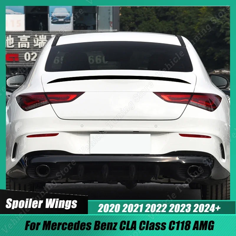 For Mercedes Benz CLA Class C118 AMG 2020-2023 2024+ Car Rear Trunk Spoiler Wings Body Kit Tuning ABS Gloss Black/Carbon Look