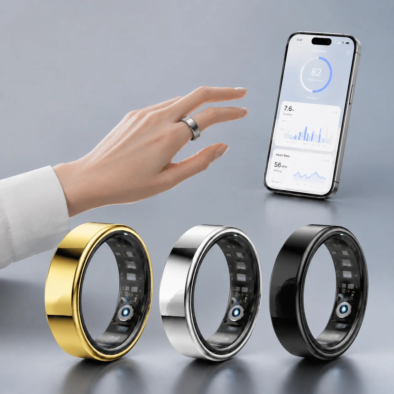 anel-inteligente-com-monitoramento-de-frequencia-cardiaca-pressao-arterial-monitoramento-do-sono-rastreamento-de-movimento-a-prova-d'agua-para-homens-e-mulheres-anel-inteligente-para-android-presente-de-feriado