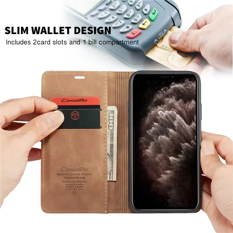 Luxury Magnetic Flip Wallet Case For iPhone 15 14 13 12 Mini 11 Pro XS Max X XR 8 7 6s 6 Plus SE 2020 2022 Leather Cards Cover