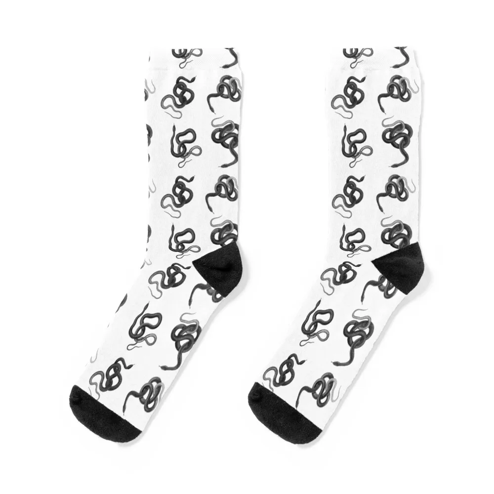 Black Snakes 2 Socks moving stockings bright garter new year kawaii Men Socks Women's