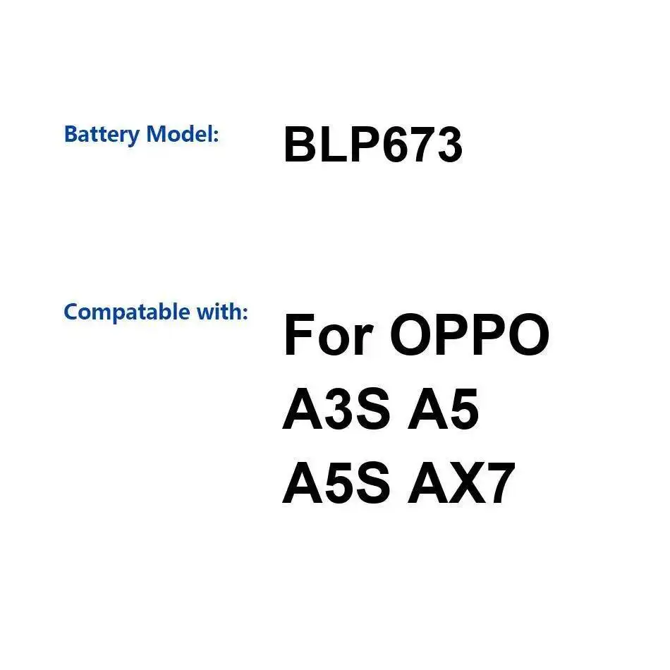 

Высокая совместимость 4230 мАч аккумулятор мобильного телефона BLP673 для Oppo A3S A5 A5S AX7 надежный источник питания