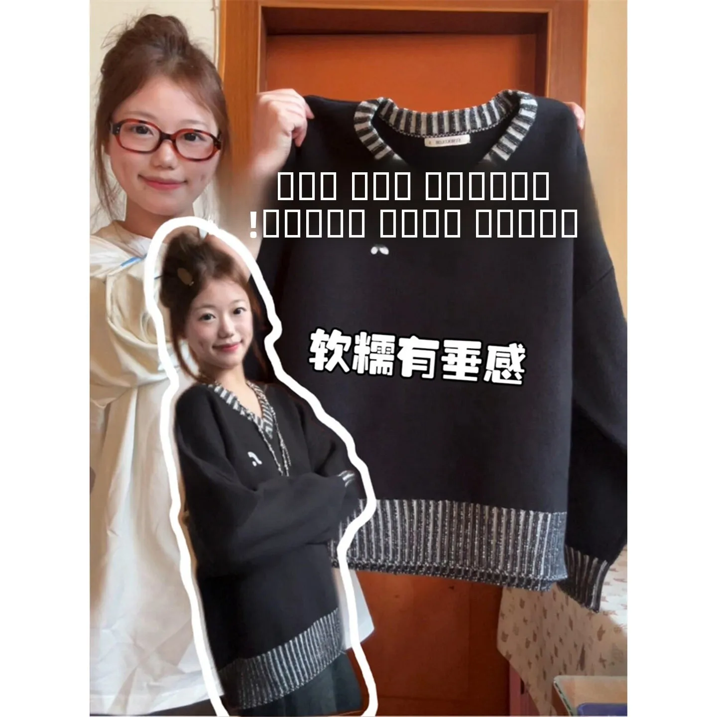 

Свитер из секонд-хенда, весна-осень, верхняя одежда, свободный крой, молодежный, модный, с V-образным вырезом, длинный рукав, свитер-поло