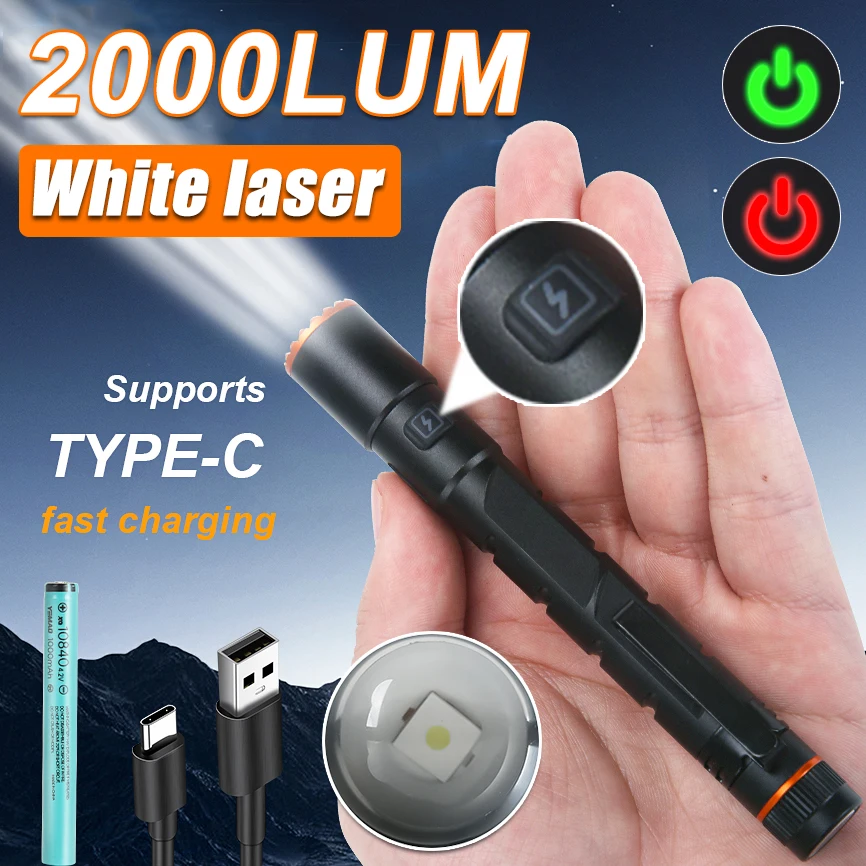 High Power Mini Flashlight USB Charging Small Flashlight with Clip Magnetic Pocket Torch for Camping Hiking Emergency Light