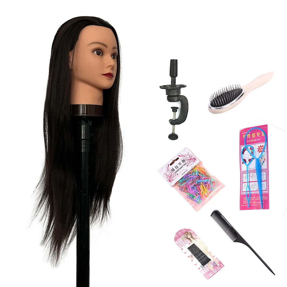 Yaki Mannequin Head With Long Synthetic Hair, Manikin Head Styling Hairdresser Training Head, Doll Head for Braiding Practice