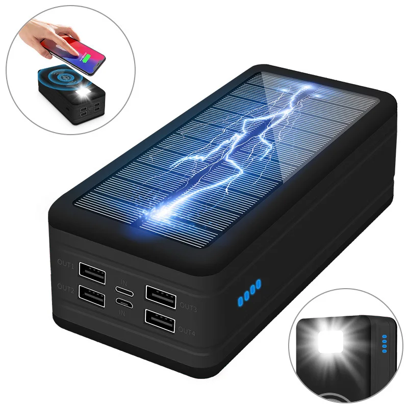 Private Mold 50000 MAh Solar Wireless Power Bank Large Capacity Outdoor with Camping Light Mobile Power Supply Factory view 3