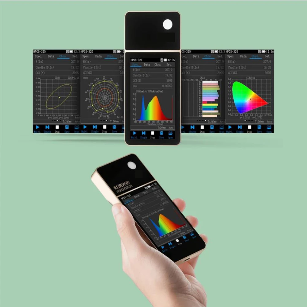 HPCS320 Spectrometer Lighting LED Tester Spectrum Meter Luxmeter CCT CRI Anlysis