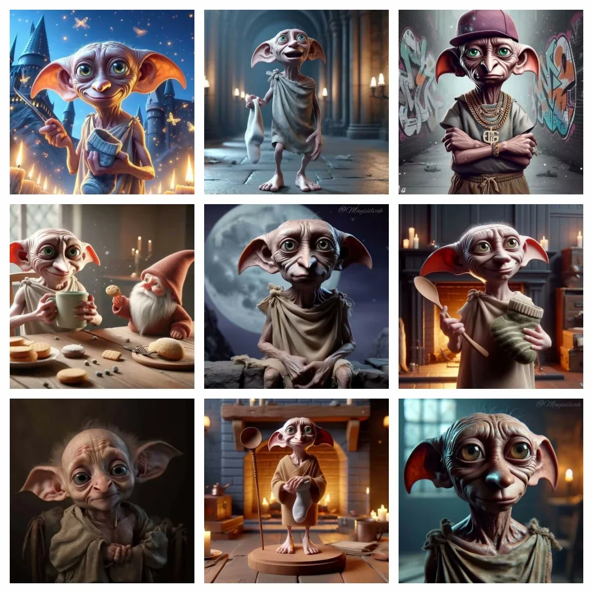 Harry Potter Dobby 5D DIY Kit de pintura de diamante punto de cruz de dibujos animados Pixie arte mosaico hecho a mano decoración del hogar regalos