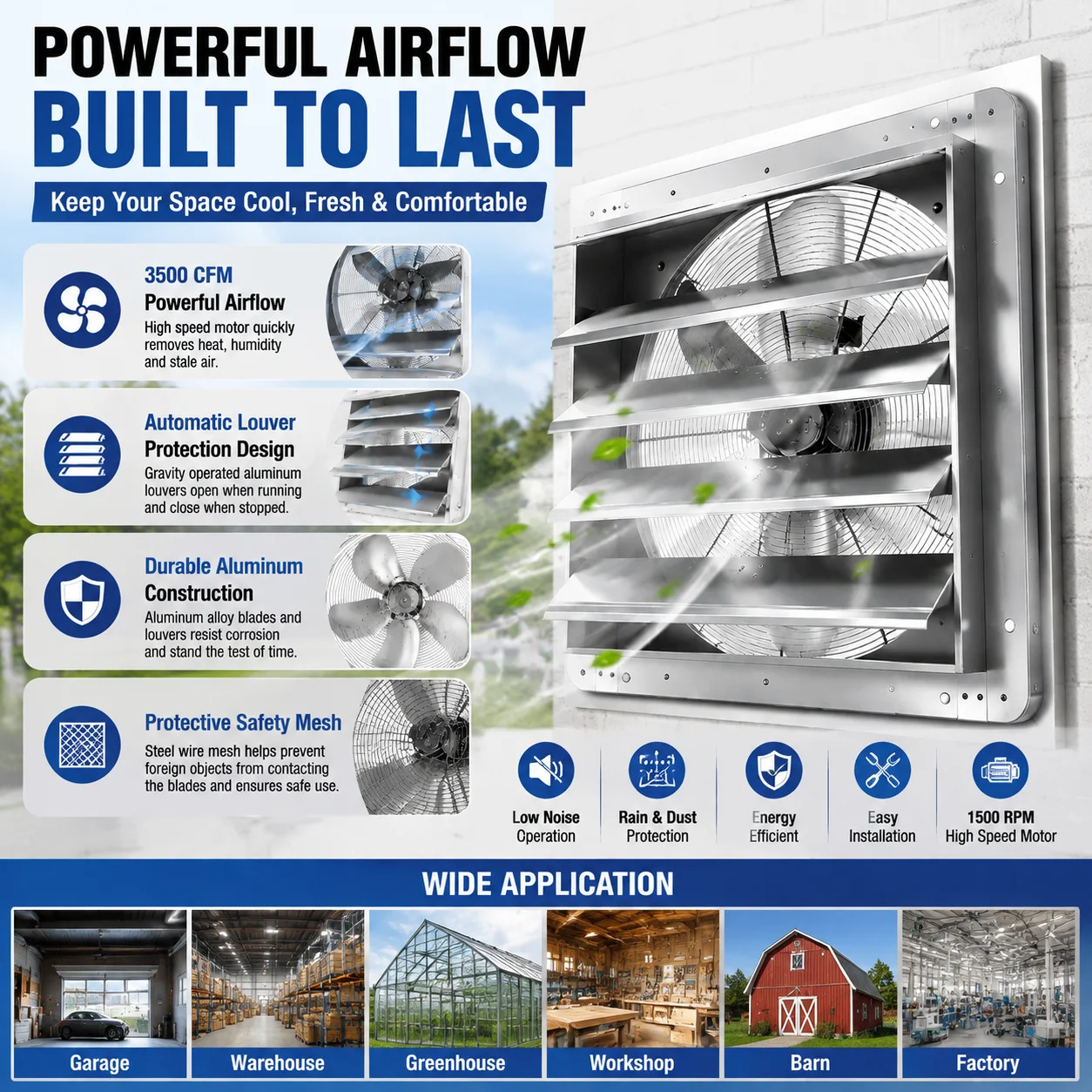 20 24 Inch Automatic Louver Ex - Exhaust Fan Industrial ulasan dan harga