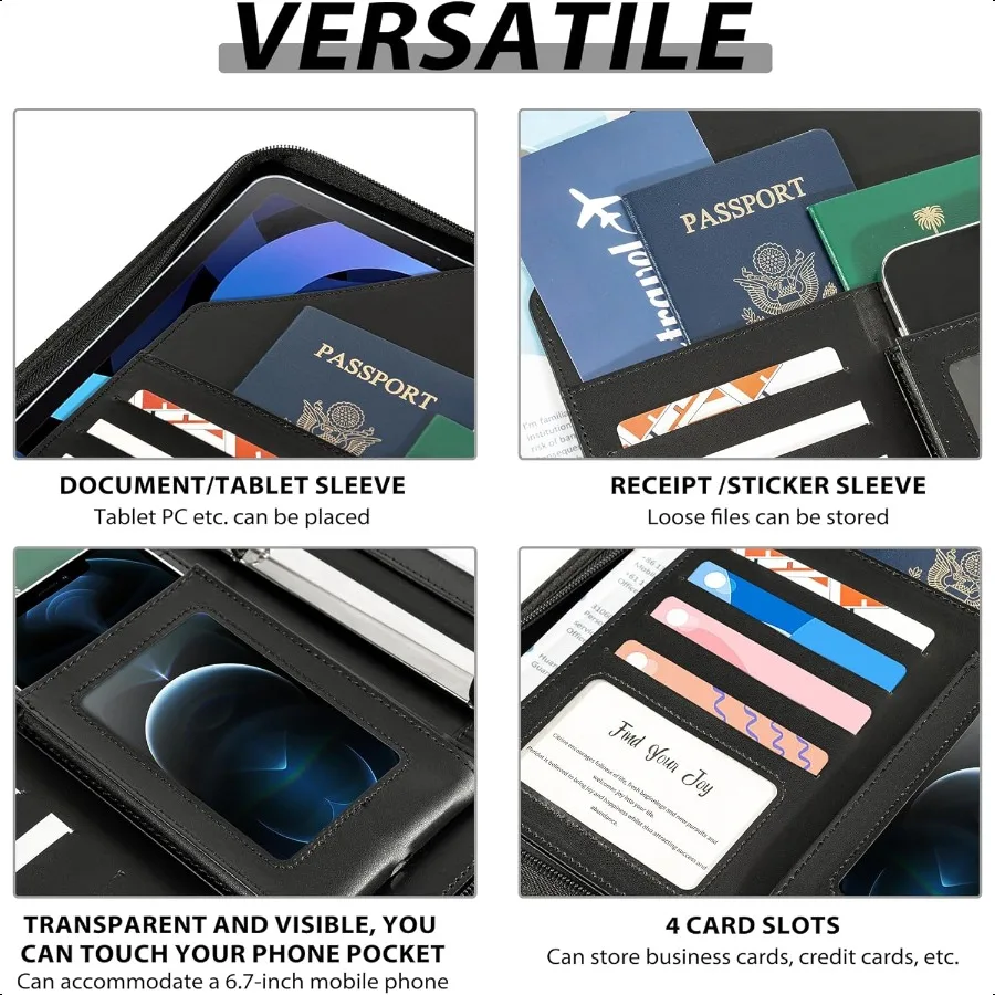 Portafoglio Padfolio in pelle con cerniera portaoggetti per appunti Organizzatore di documenti con raccoglitore a 3 anelli da 1 pollice con blocco note 5 divisori con 1