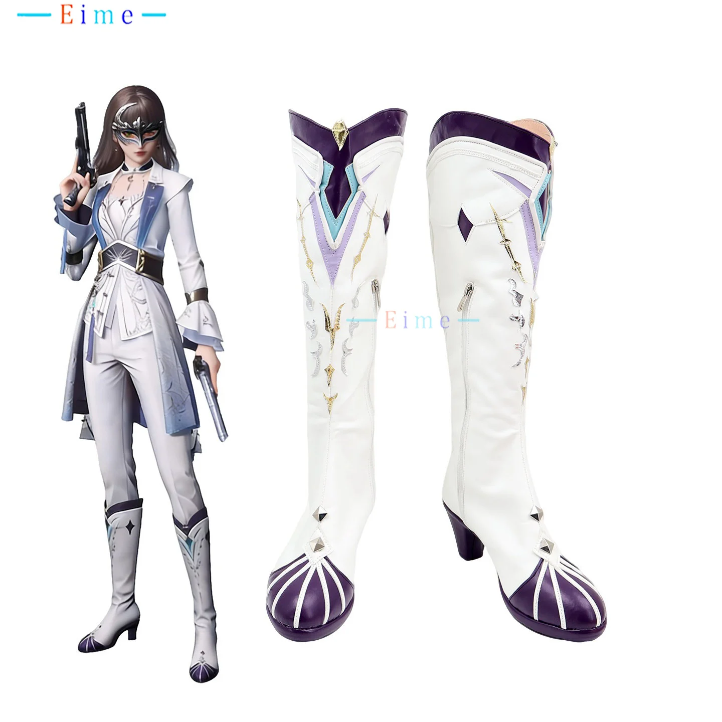 

Game Love and Deepspace Women Charater Cosplay Shoes Halloween Boots Custom Made Big Size PU Leather Shoes