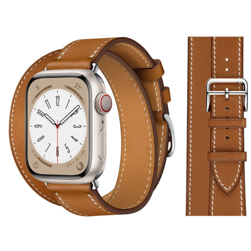 

Кожаный ремешок для Apple watch 10 42 мм 46 мм 9 8 7 45 мм 41 мм Ultra 49 мм двойная фотография для iwatch 6 5 4 3 SE 44 мм 40 мм