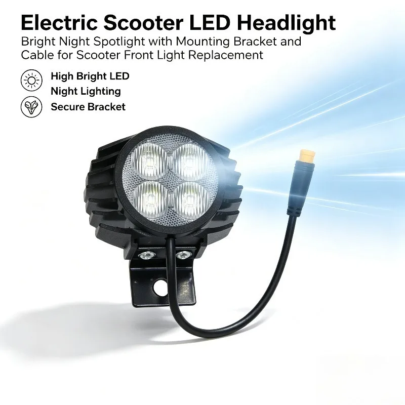 Electric Scooter LED Headlight Night Front Lamp Replacement Spare Accessory for Scooter Lighting