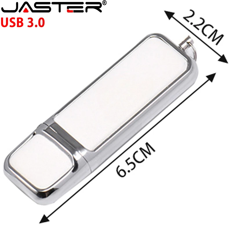 JASTER Free Custom Logo USB 3.0 Flash Drive 128GB Black Leather Memory Stick 16GB 32GB White Red Pen Drive 64GB Wedding Gift 64G