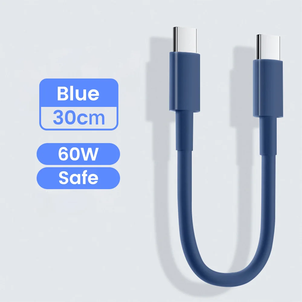 0.28M Korte USB Type C Kabel PD60W Snel Opladen Power Bank Data Cord Voor iphone 15 Samsung Xiaomi Huawei telefoon USB C Kabel