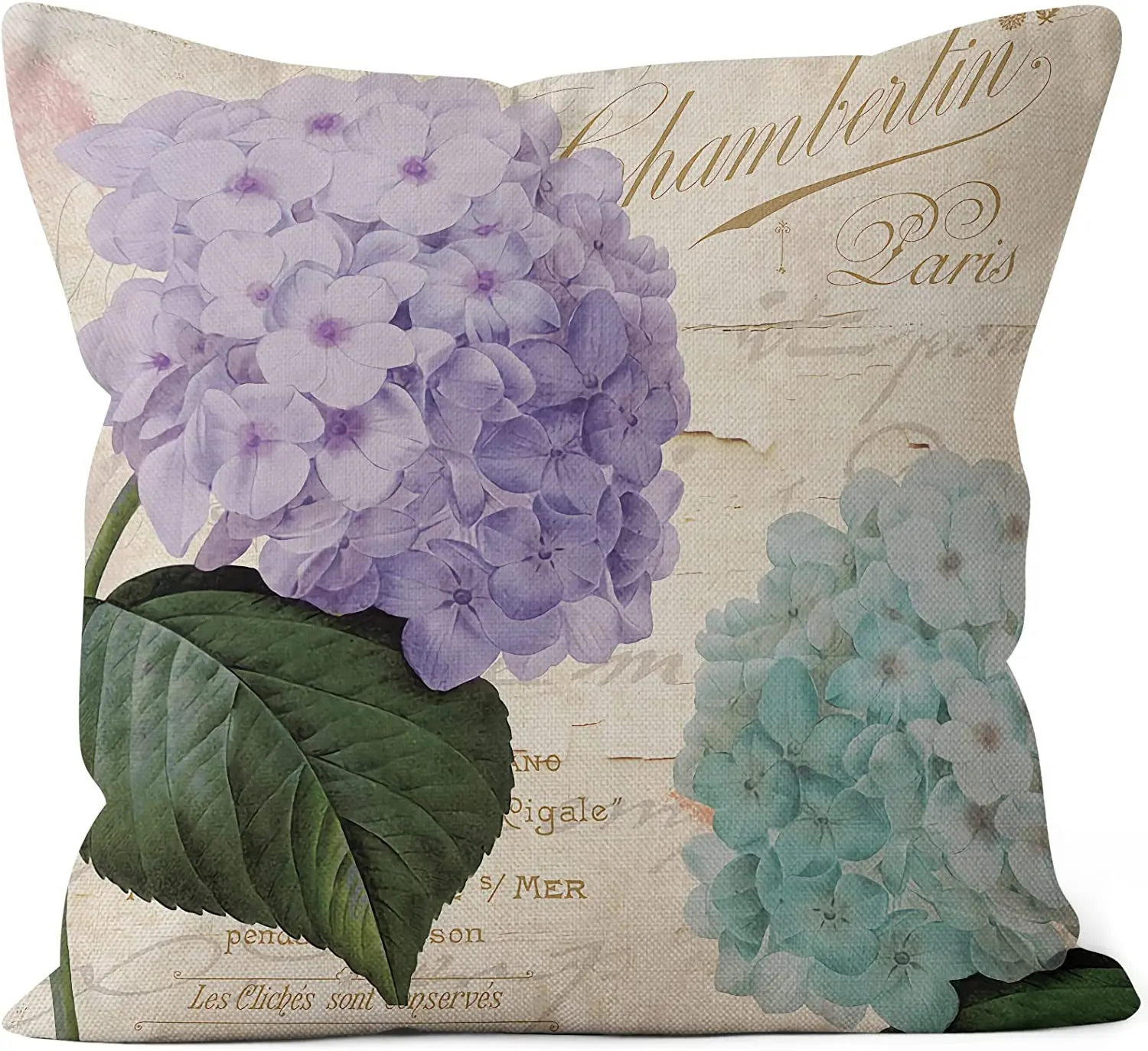 Vintage Purple Flower Linen Cushion Cover for Car Living Room Sofa Bedroom Home Decor, 40x40 45x45 50x50 60x60 Pillowcase