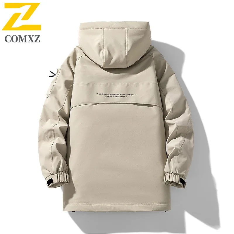 COMXZ 2025 معيار وطني جديد 60 أسفل خفيف الوزن دافئ للجنسين مقنعين سترة الخريف الشتاء الشباب سترة الموضة غير رسمية