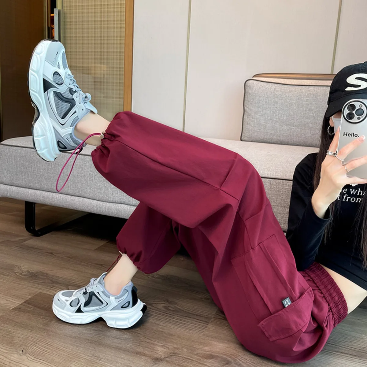 Pantalones de trabajo para mujer, novedad de Primavera/verano 2021, moda, cintura alta, secado rápido, informales, sueltos, adelgazantes, pantalones deportivos de pierna ancha