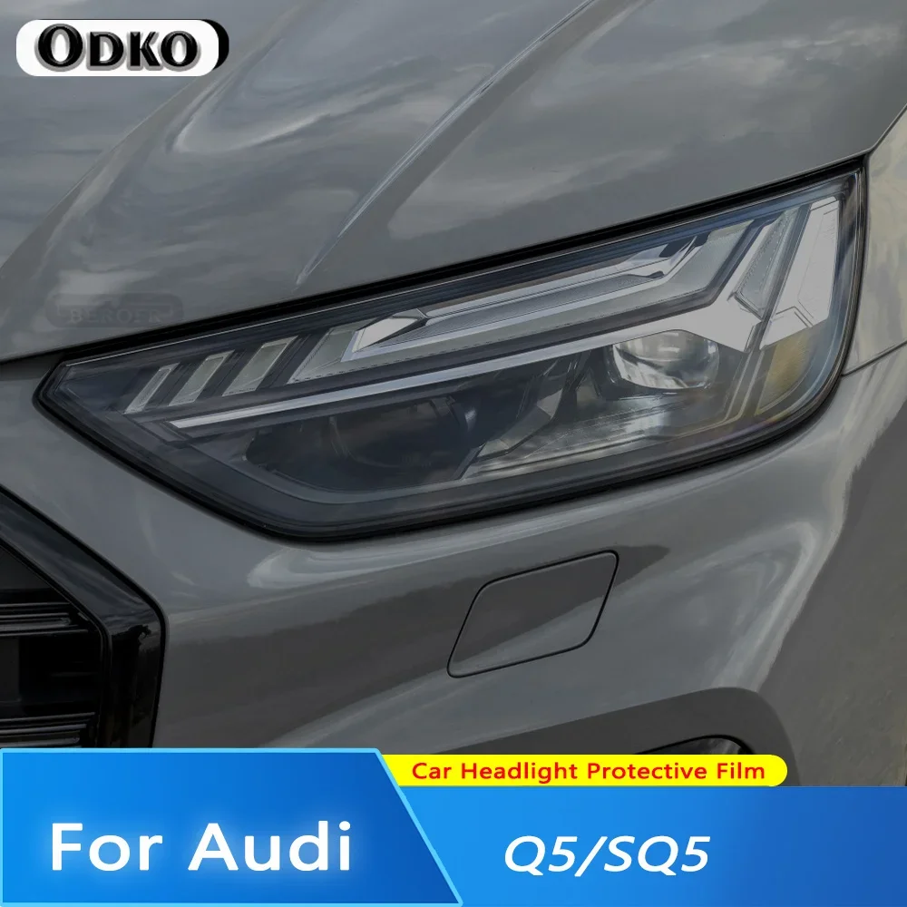 

Для Audi Q5 SQ5 Quattro Facelift 2021 2022, оттенок автомобильных фар, дымчато-черная защитная пленка для ламп, прозрачная наклейка из ТПУ