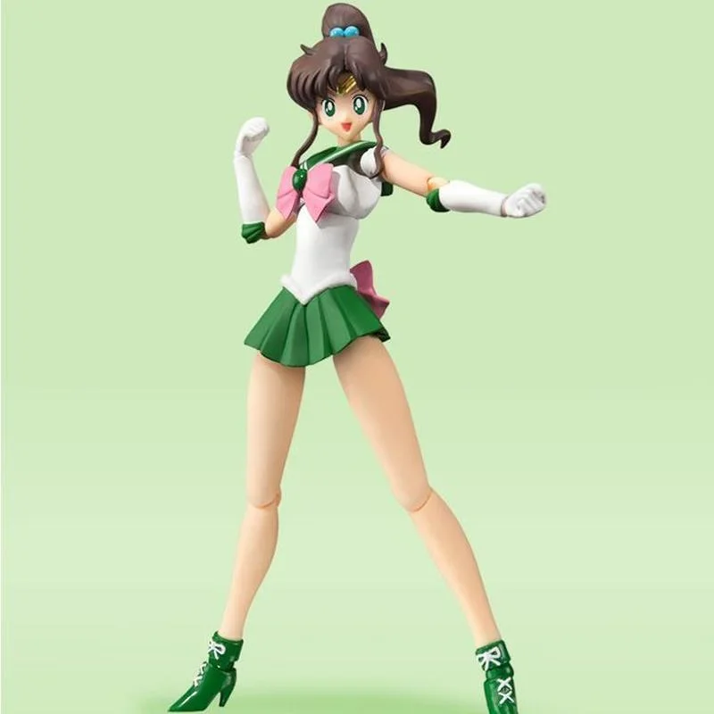 Bandai-figura de Sailor Moon SHF Kino Makoto Jupiter Joint, figura de Anime genuina móvil, modelo de figura de acción, juguetes para niños