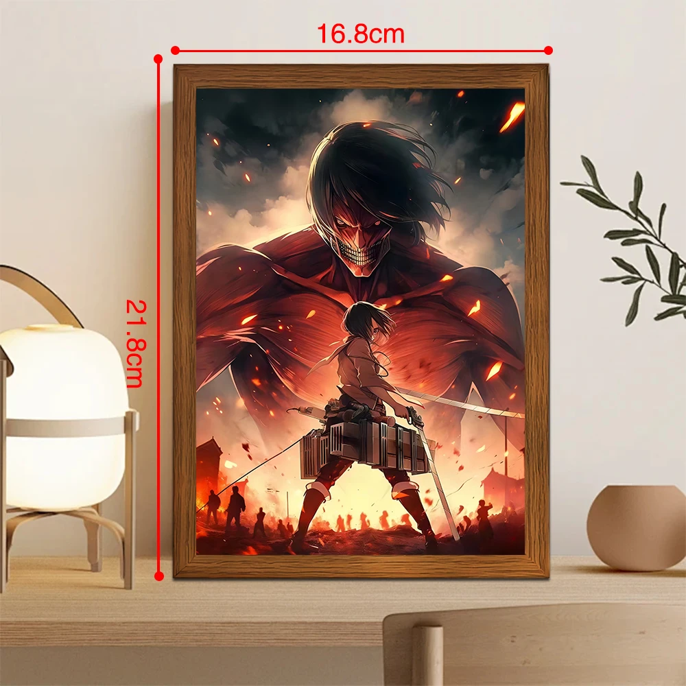 Anime Figure Attack on Titan Night Light Painting Picture Frame Room Home Wall Art Bedroom Decor Friend Brithday Gifts Moon Lamp