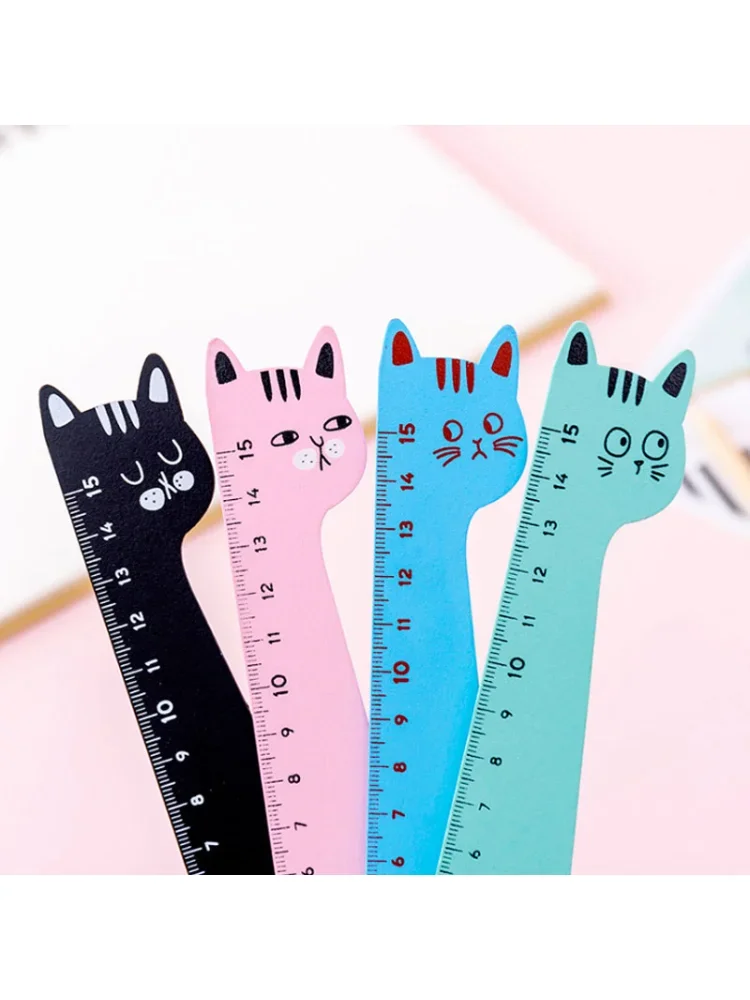1pcs Cute Cat Design Ruler Office School Supplies Wooden Rulers  Kids Study Funny stationery