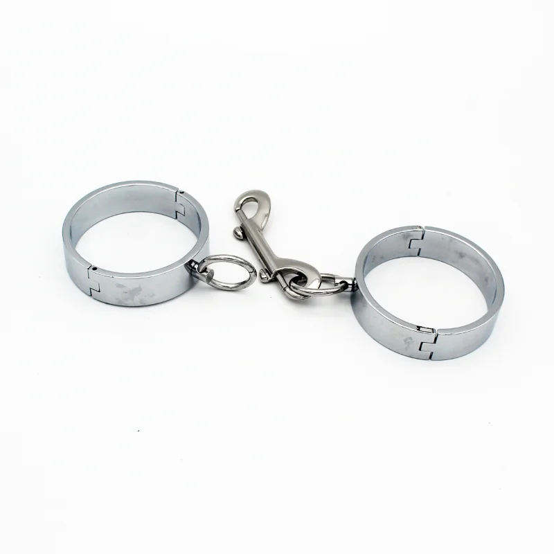 Heavy Metal Steel Slave BDSM Bondage Lock Circular Wrist Handcuffs Ankle Cuffs Neck Collar Shackles Adult Sex Toys Men Women