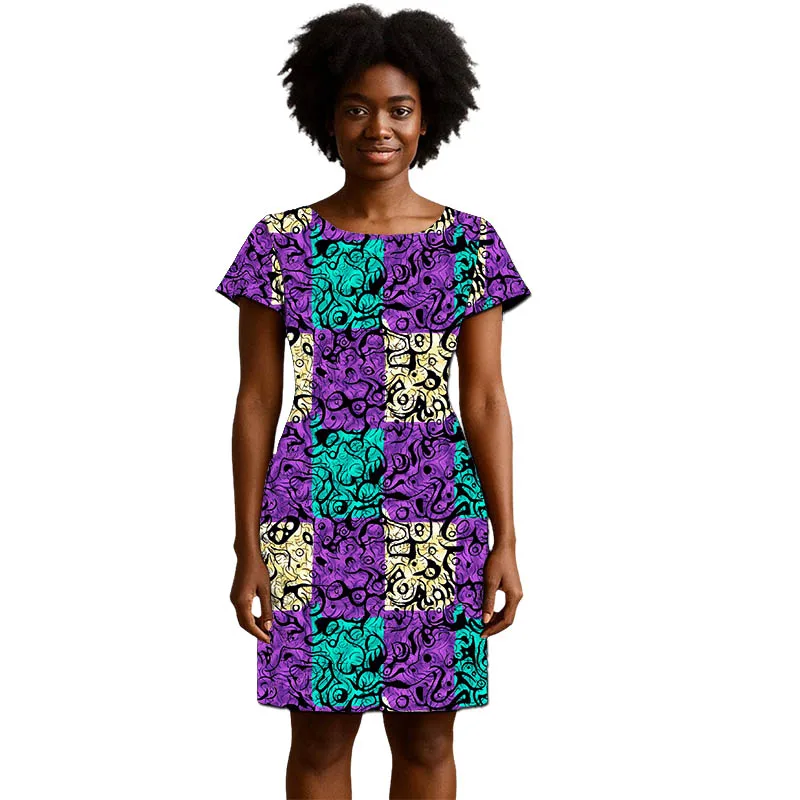 Abito da donna a maniche corte dal design originale African Couture Abito stampato Abiti da festa tradizionali su misura