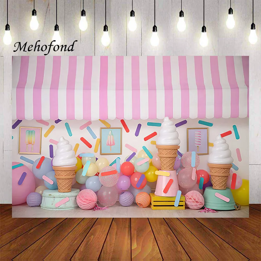 Mehofond-写真の背景,ケーキの形をした花輪,風船,女の子のプリンセス,誕生日パーティーの装飾,背景