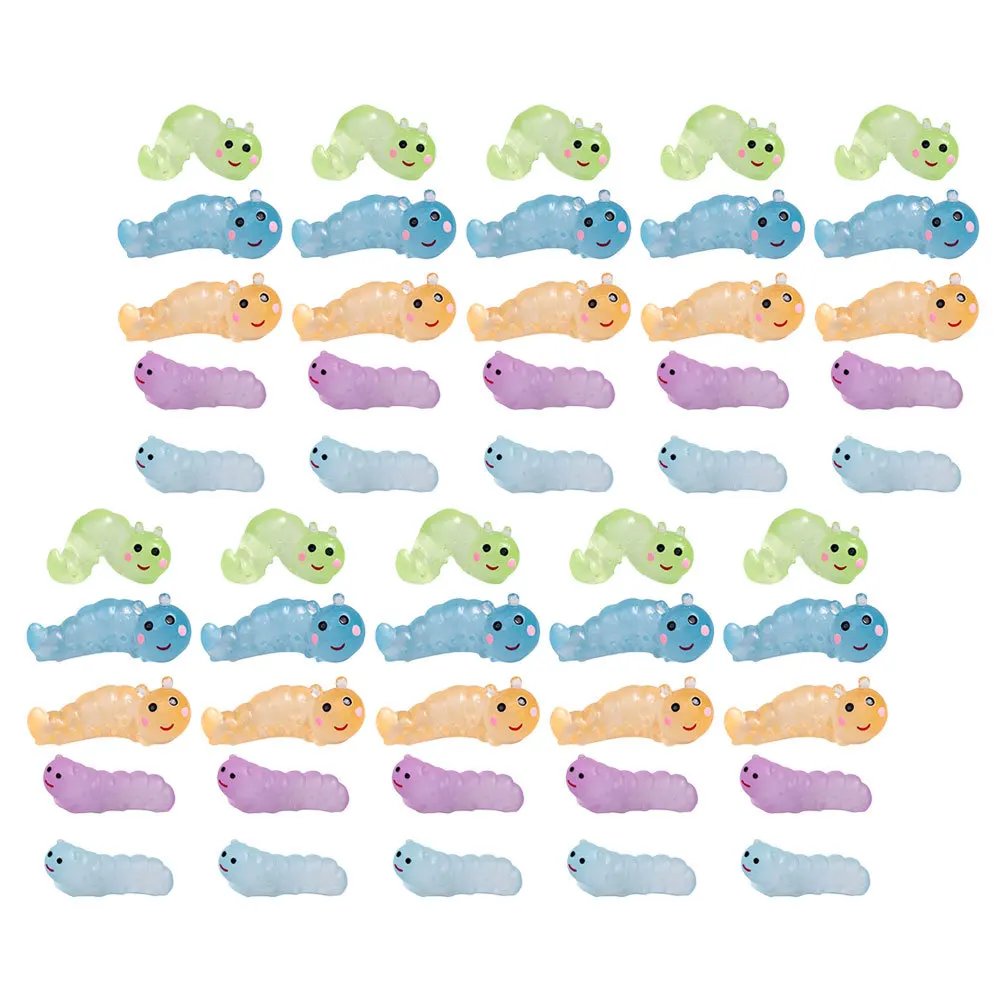 50 قطعة المشهد الصغير دودة الزينة الراتنج مصغرة محاكاة الديدان دائم البستنة الحلي بونساي الراتنج دودة ديكور توهج #5