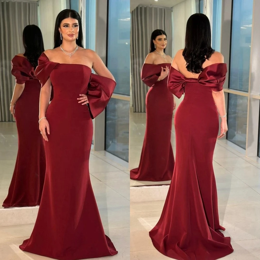 

Customized Jersey Pleat Temperament Off-the-shoulder Mermaid Long Dresses Bespoke Occasion Elegant Party