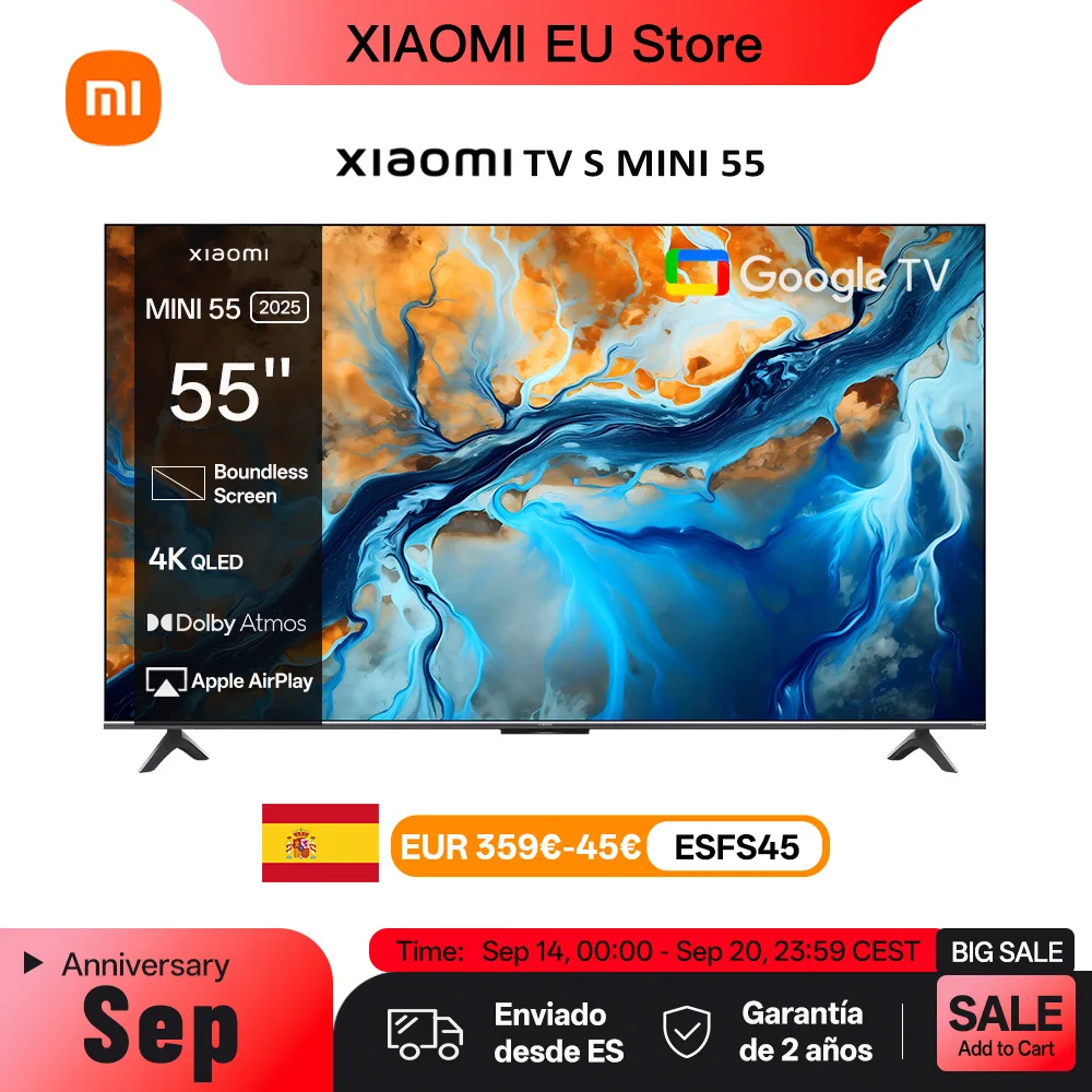 Xiaomi S Mini 55 144Hz Qd-Mini Led Dolby Vision ® Iq, Dolby Atmos ® Google TV — oferta en AliExpress