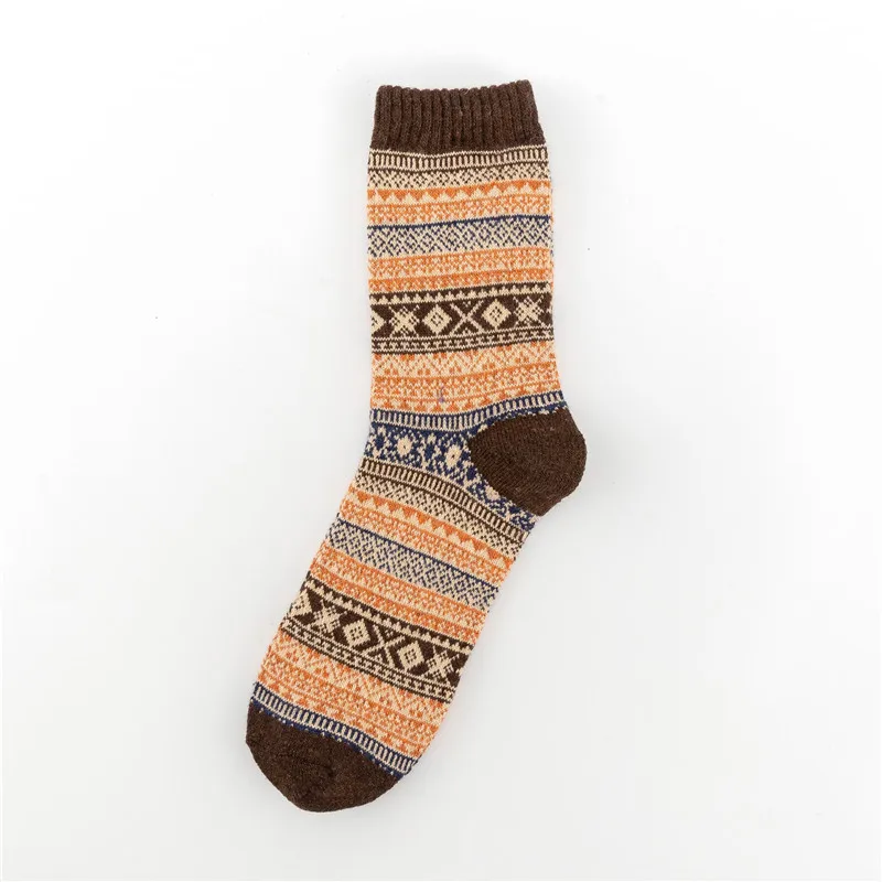 Chaussettes en cachemire doux pour femmes, bonneterie géométrique, laine optique, style ethnique, décontracté, chaud, hiver, paquet de 5 paires