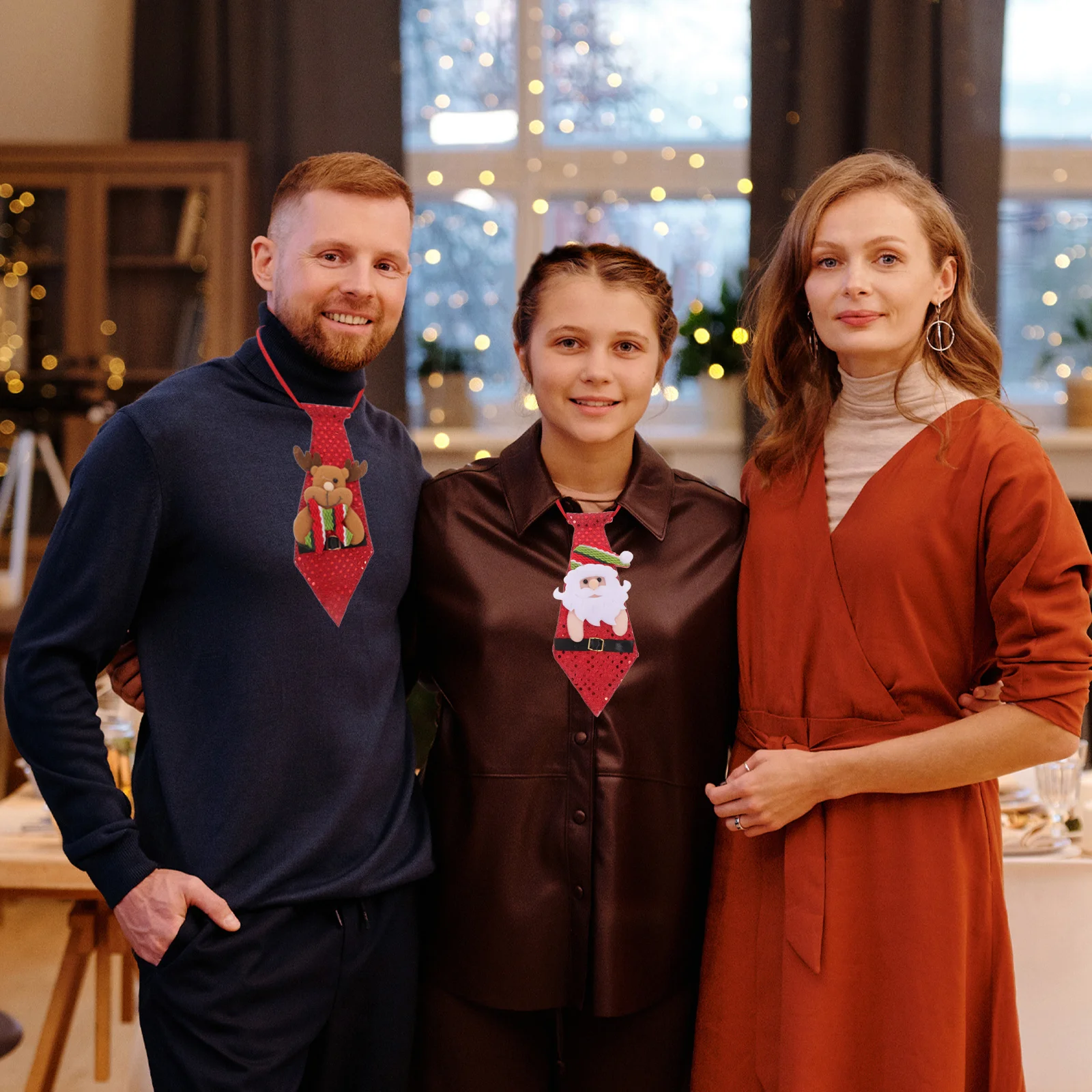 

2Pcs Christmas Necktie Red Festival Tie Decoration Xmas Holiday Party Accessory Costumes for Kids Adult Gift Christmas Necktie