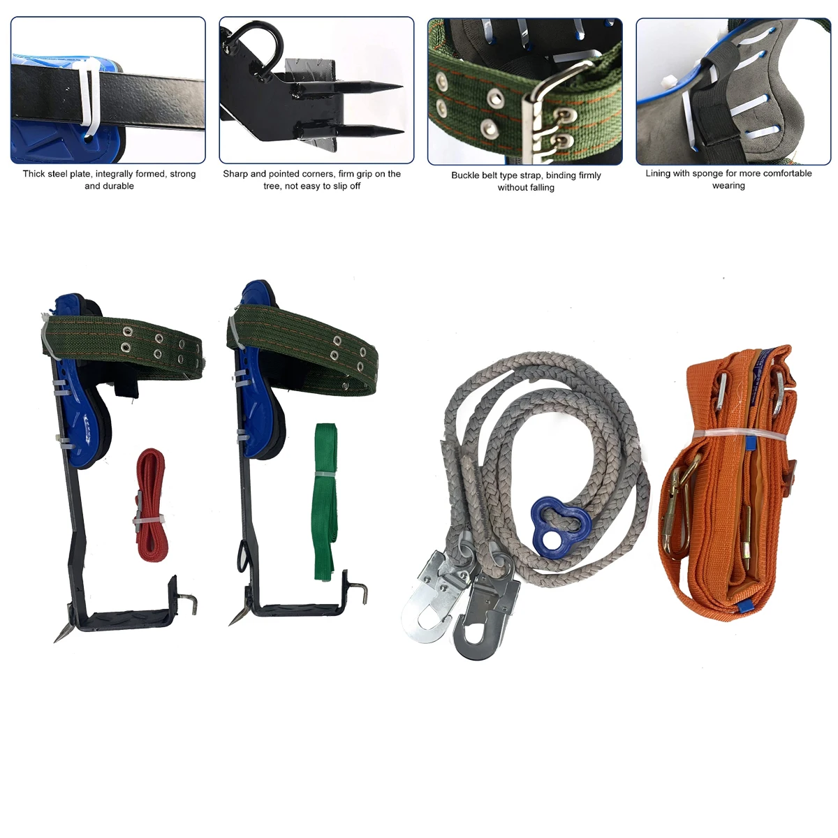 Pohon memanjat paku memanjat Set alat keselamatan tali dapat diatur sabuk penyelamatan Climber Arborist aiser alat memuat 100kg