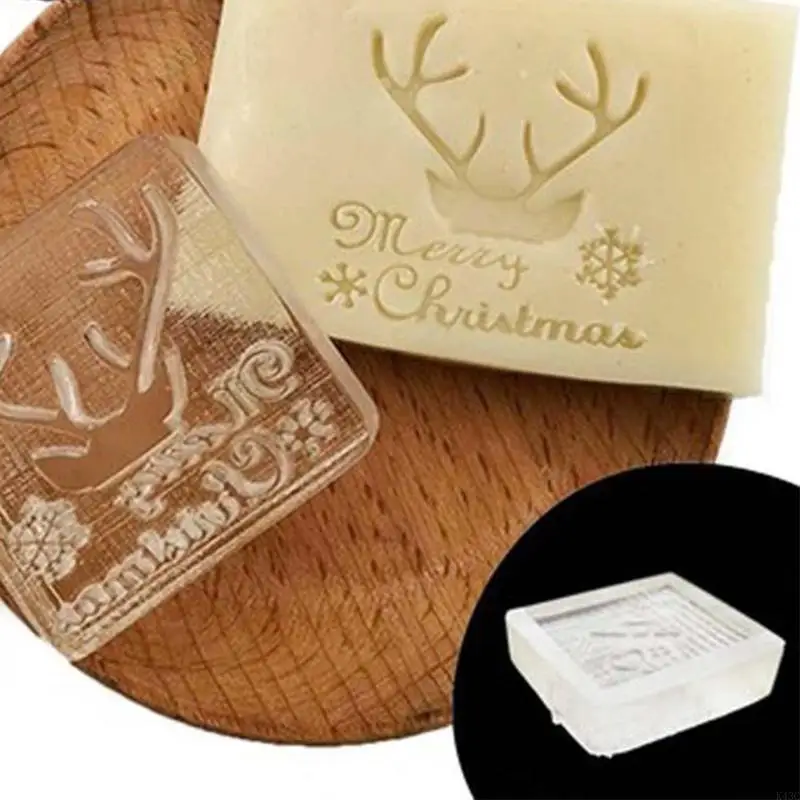 K43C Acrylic Transparent Soap Stamp Christmas Theme Pattern Soaps Embossing Stamp Hnadmade Soaps Making Tools Accessories