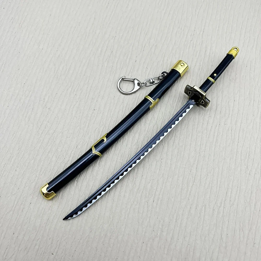 26cm Yubashiri Samurai Sword Keychain Roronoa Zoro OP Anime Peripheral 1:6 Metal Weapon Katana Miniatures Home Ornament Keychain