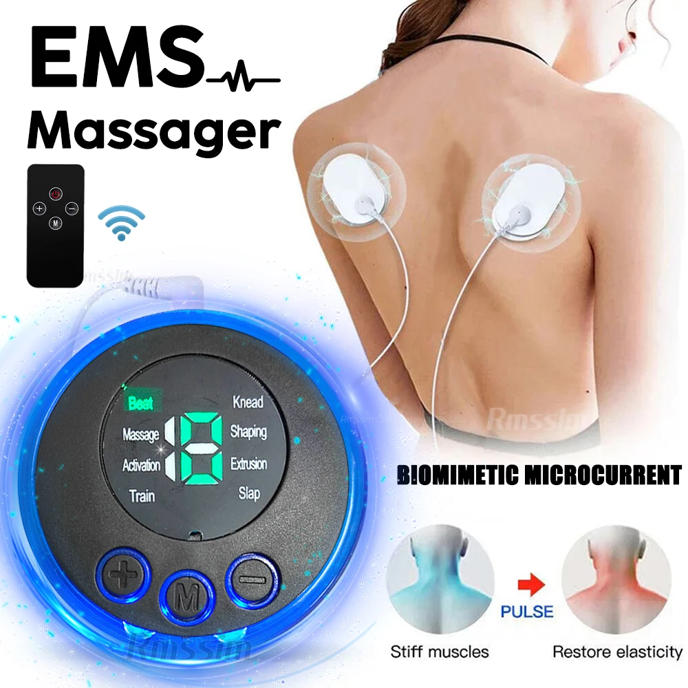 

LCD Display EMS Neck Back Electric Massage Cervical Vertebra Patch Body Neck Hip Toner Massger Remote 8 Modes 19 Level