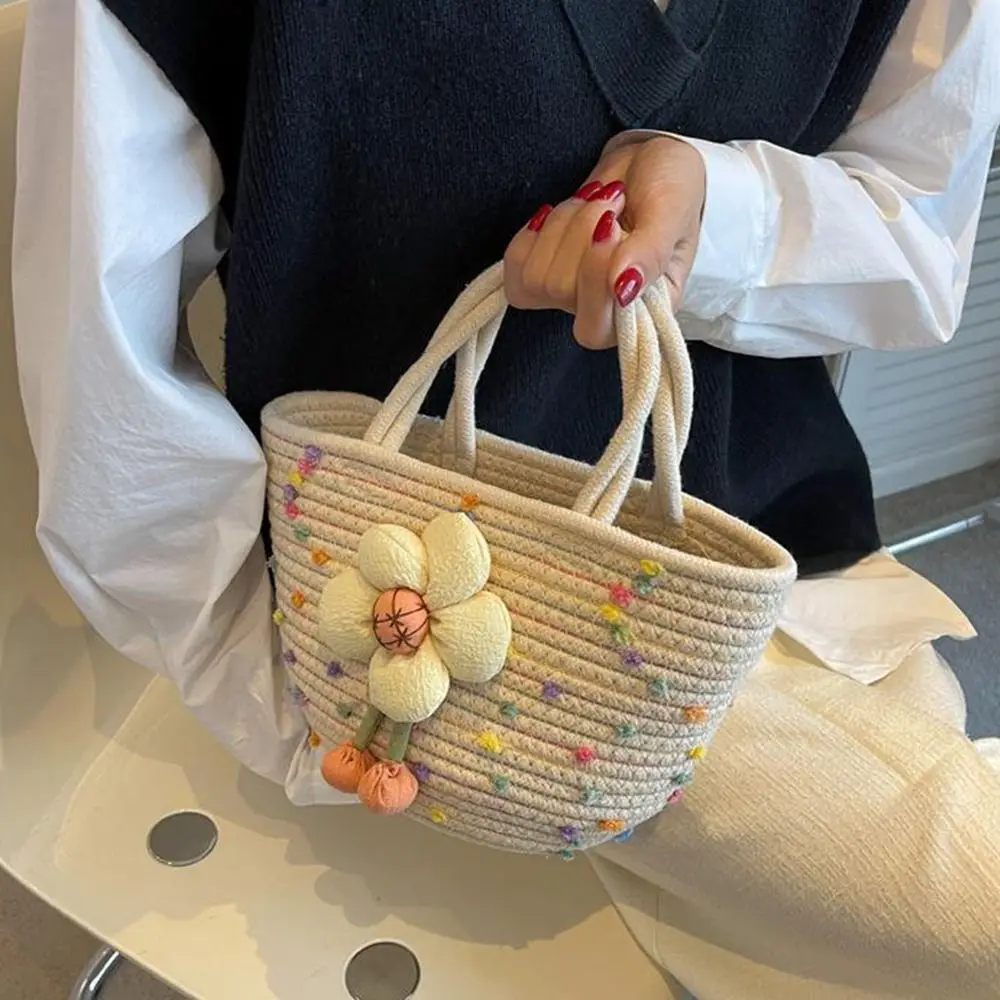 

Vintage Grocery Handbags Bohemian Beach Bag Large Capacity Shopping Bag Women Handbag Woven Rope Bag Shoulder Bag Korean Bag