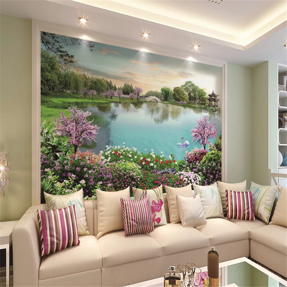 

Custom Mural Wallpaper Beautiful Lake Background Wall Painting 3d wallpapers