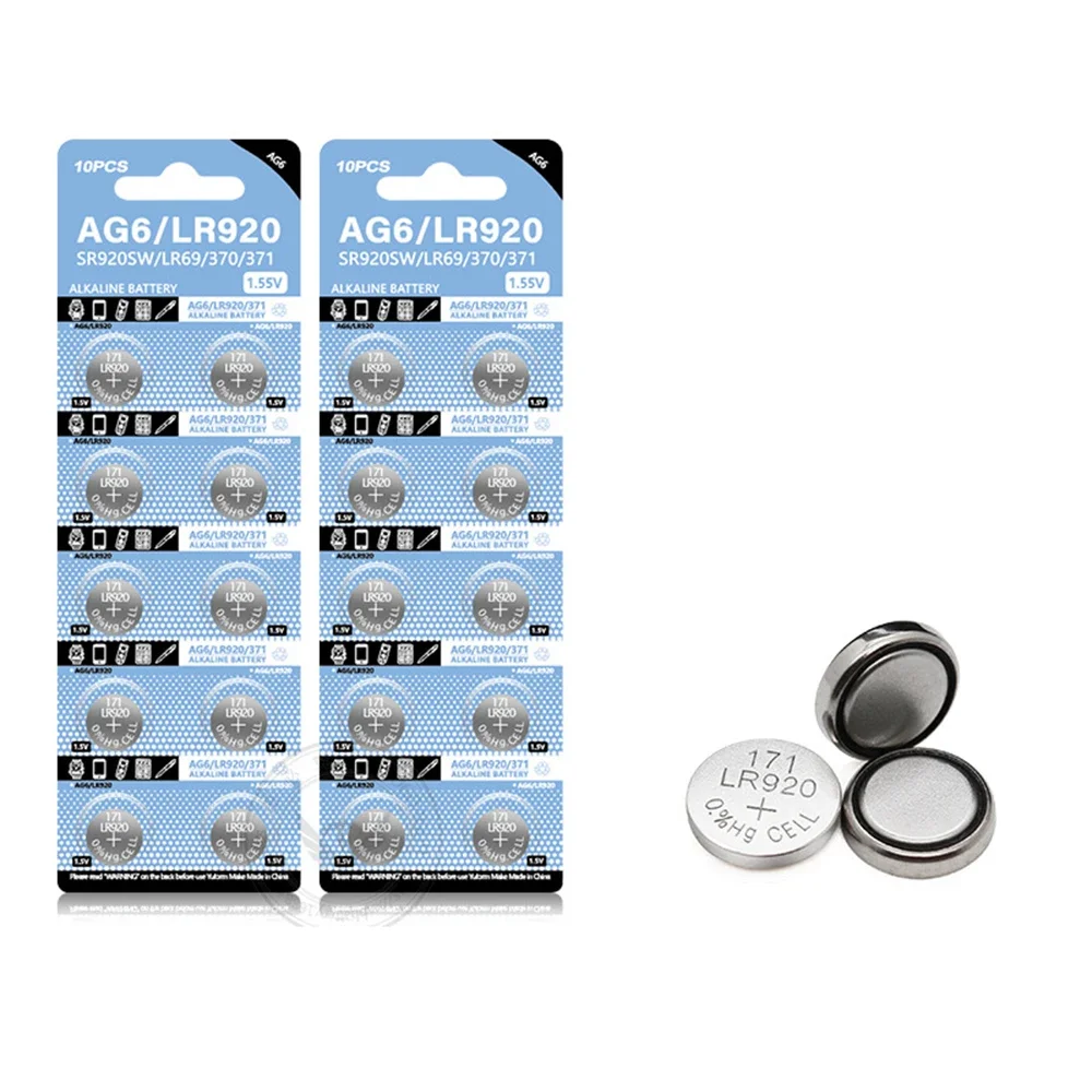 2-50PCS AG6 371 SR920SW LR920 SR927 171 370 L921 LR69 SR920 1.55V Coin Battery For Watch Toys Remote Button Cell Button Battery