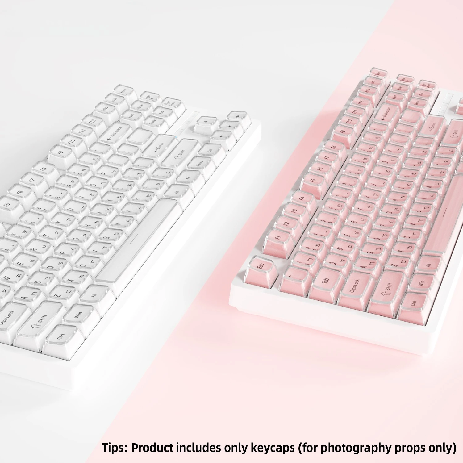 Traditional Chinese characters root [crystal jelly] mechanical keyboard keycap white pink positive engraving side engraving PC t