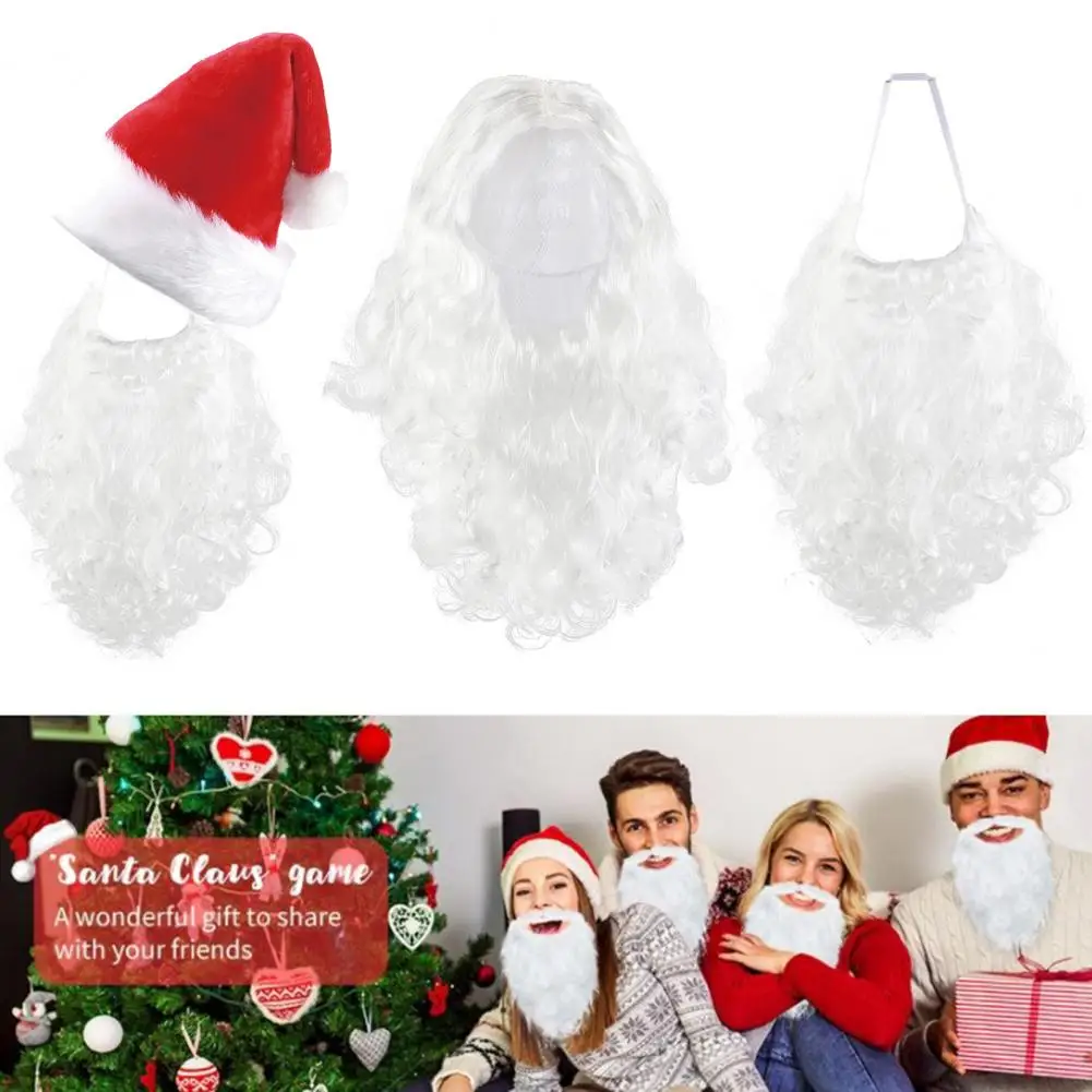 Kerstman Baard Pruik Set Mannen Kerstman Kostuum Accessoires Kerstman Stijl Kerst Kostuum Pruik Baard Set voor Cosplay Wit Krullend Claus