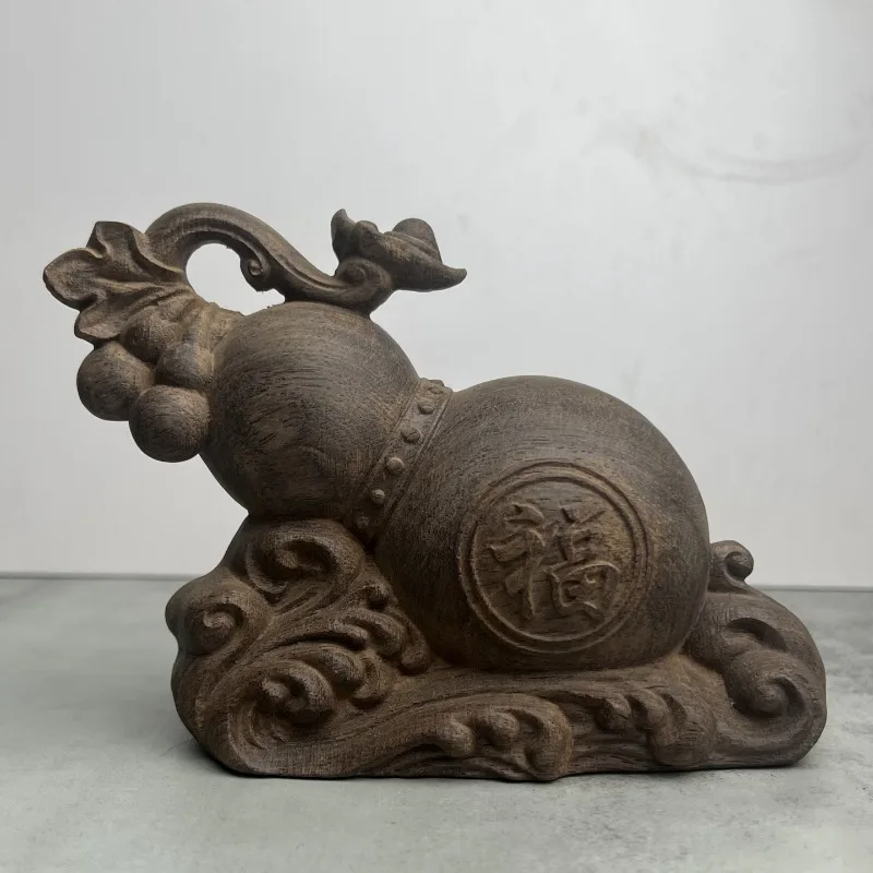Hand-Carved Agarwood Gourd Statue - 7.09