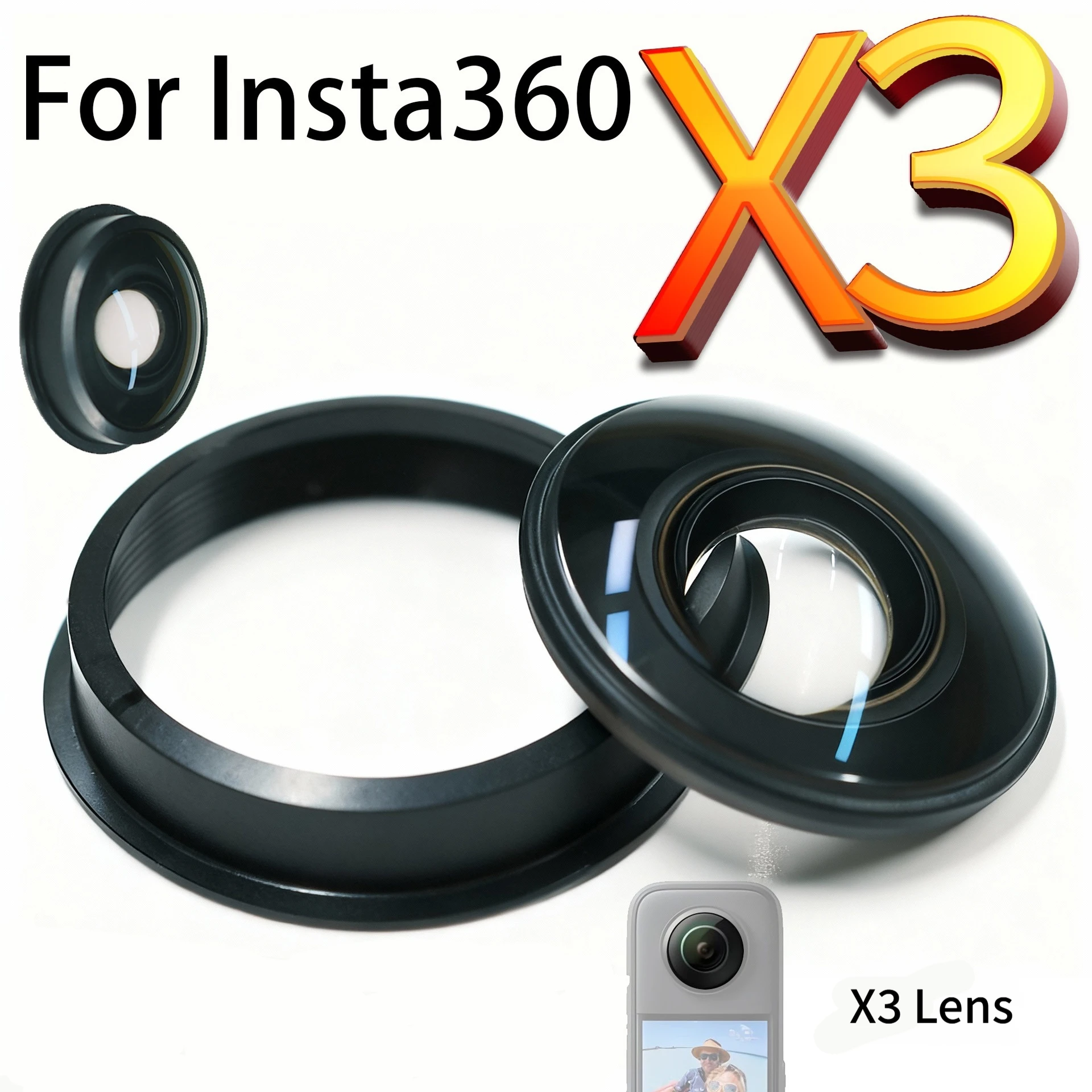 Insta360 X3 Replacement Glass Lens With Aluminum Ring Ultra Clear Anti Scratch Action Camera Accessory For Outdoor Photography