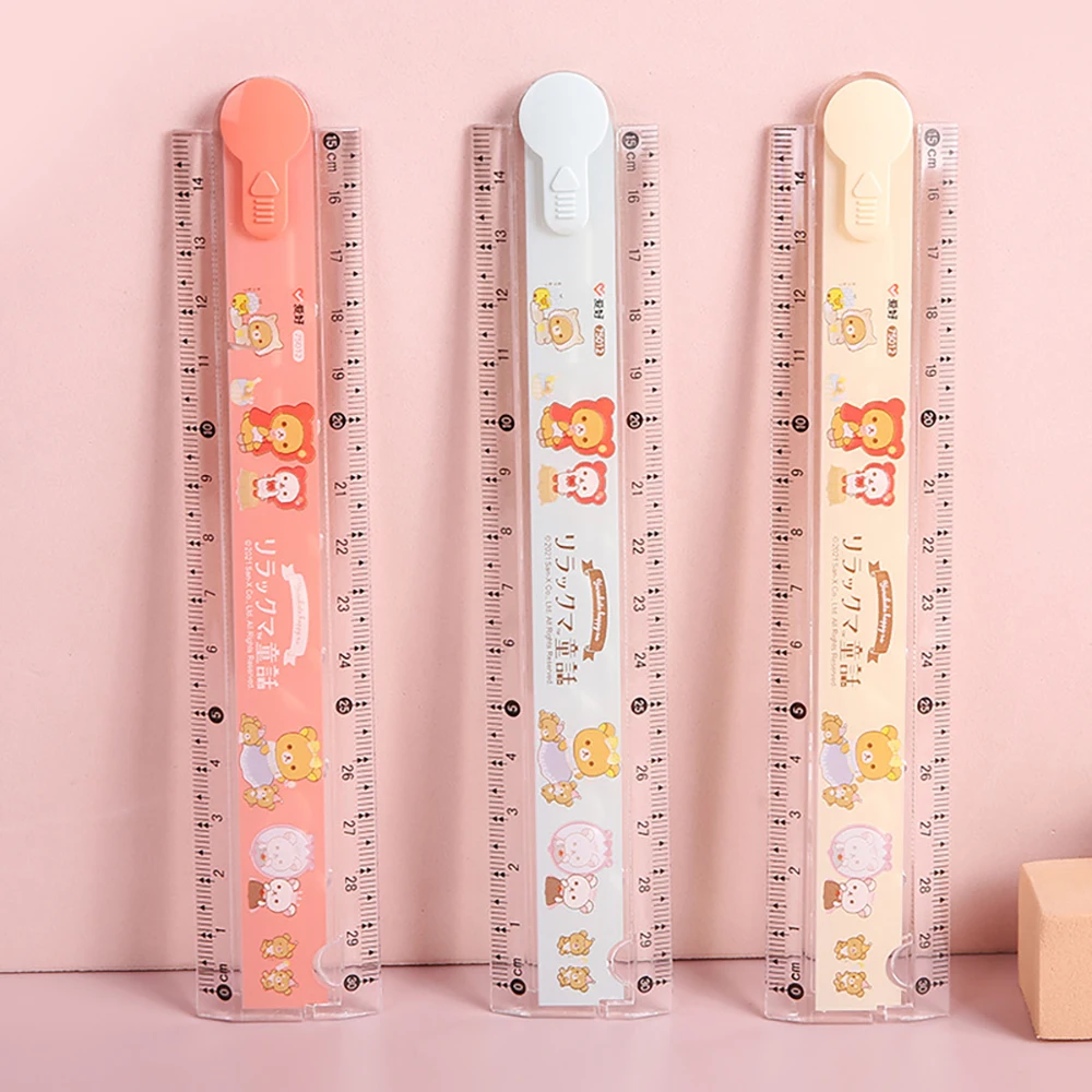 Kawaii Cartoon Bear Folding Straight Ruler 30cm Measuring Cute Stationery Multifunction DIY Drawing Tool School Office Supplies