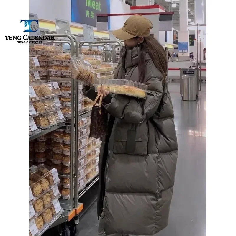 Chaqueta de plumón de invierno para mujer, manta larga por encima de la rodilla gruesa, chaqueta de plumón de pato blanco 90%, nuevo estilo, 2022