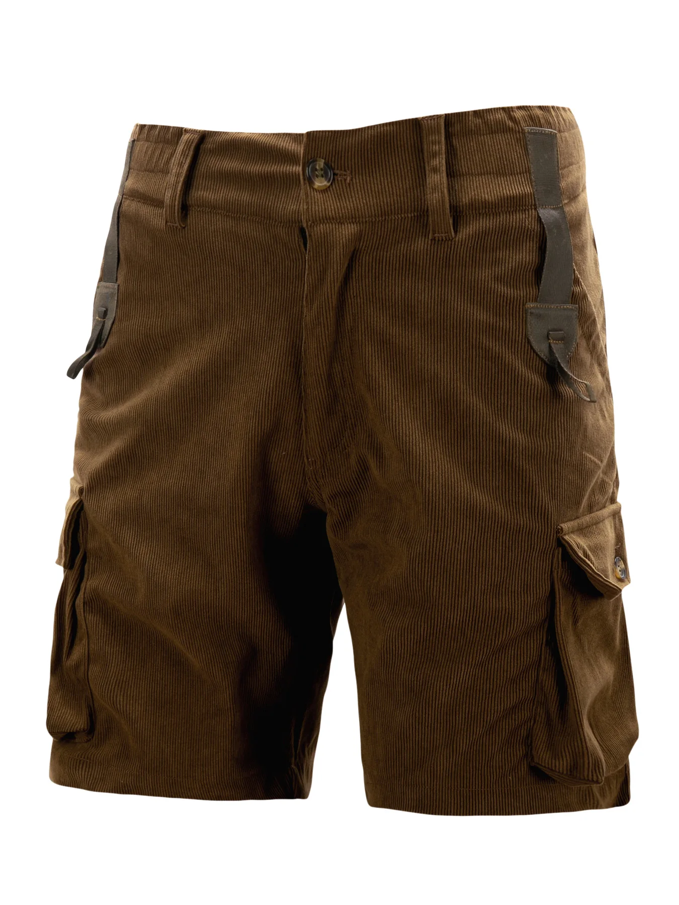 Herren Retro Cord-Cargo-Shorts mit Mehreren Pattentaschen, Relaxed Fit, Vintage Workwear, Lässige Outdoor-Wanderhose – Detail 6