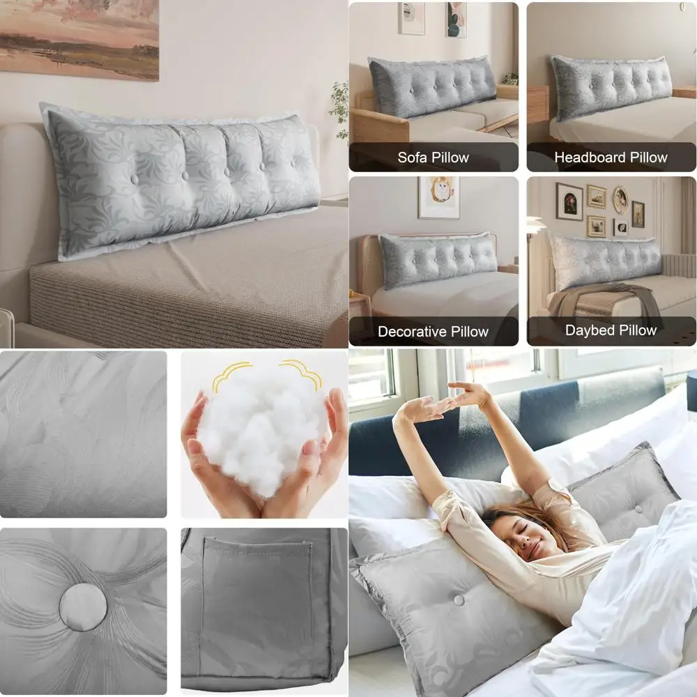 

Прямоугольная подушка изголовья размера «queen-size» с подставкой для кровати, идеально подходит для сидения и использования в кушетку, обеспечивающая комфортную поддержку спины