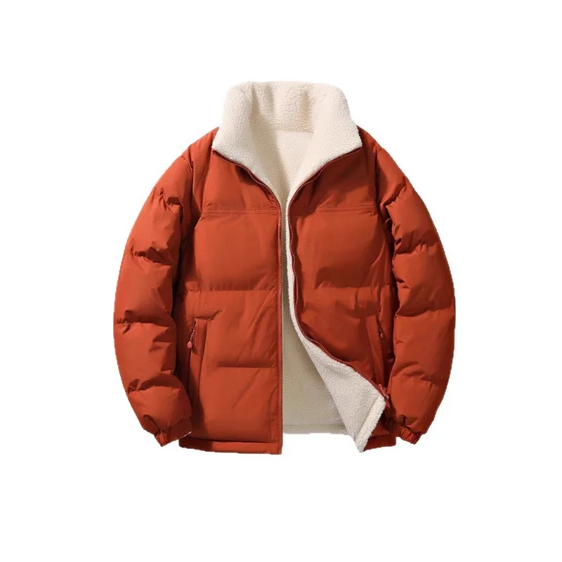 Winter Men's Double-sided Lambing Wool Cotton Coat Stand Collar Plush Thick Warm Large Waterproof Loose Jacket for Women
